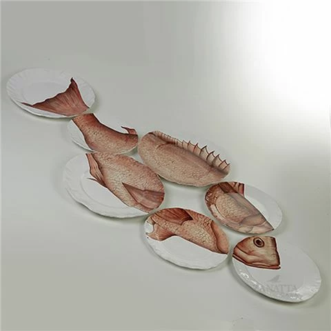 Zanatta - Wall Plates Set With Floral Fish Drawing 112x58cm