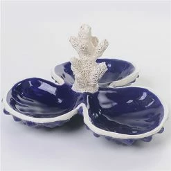 Zanatta - 3 Shallow Shells Snack Dish W/Coral N°5 Blue
