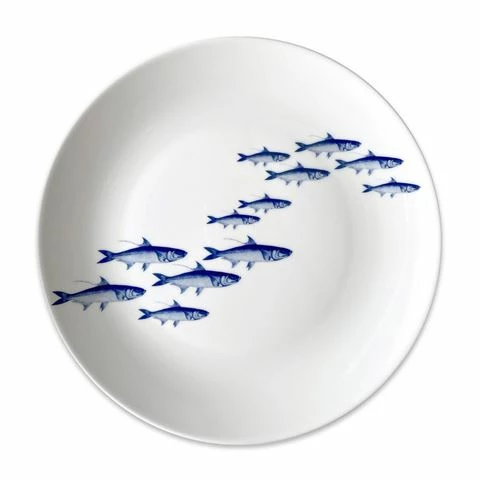 Caskata - School Of Fish Blue Coupe Dinner Plate 27cm