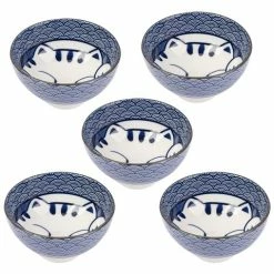 Concept Japan - Seikaha Cat Design Bowl Set 12cm 5pce