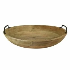 Coastal Home - Mango Wood Bowl W/Metal Handles 10x39cm
