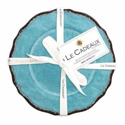 Le Cadeaux - Antiqua Appetizer Plates Turq Set 4pce
