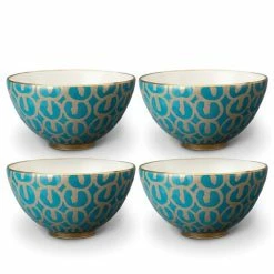 L'Objet - Fortuny Ashanti Cereal Bowls Teal Set 4pce